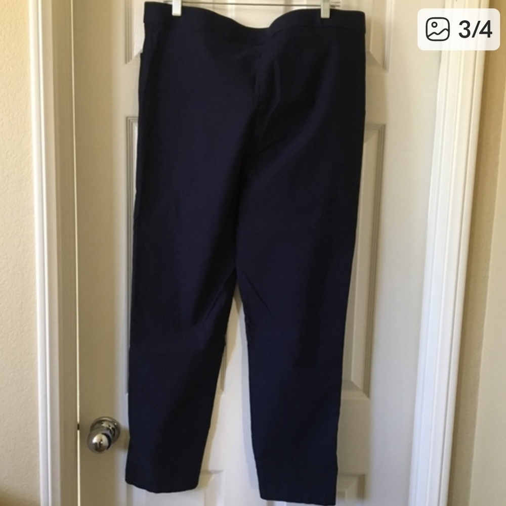 Alfred Dunner Navy Pants Size 16 Women's Flat Front Pull On Elastic Waist Blue - Picture 6 of 8